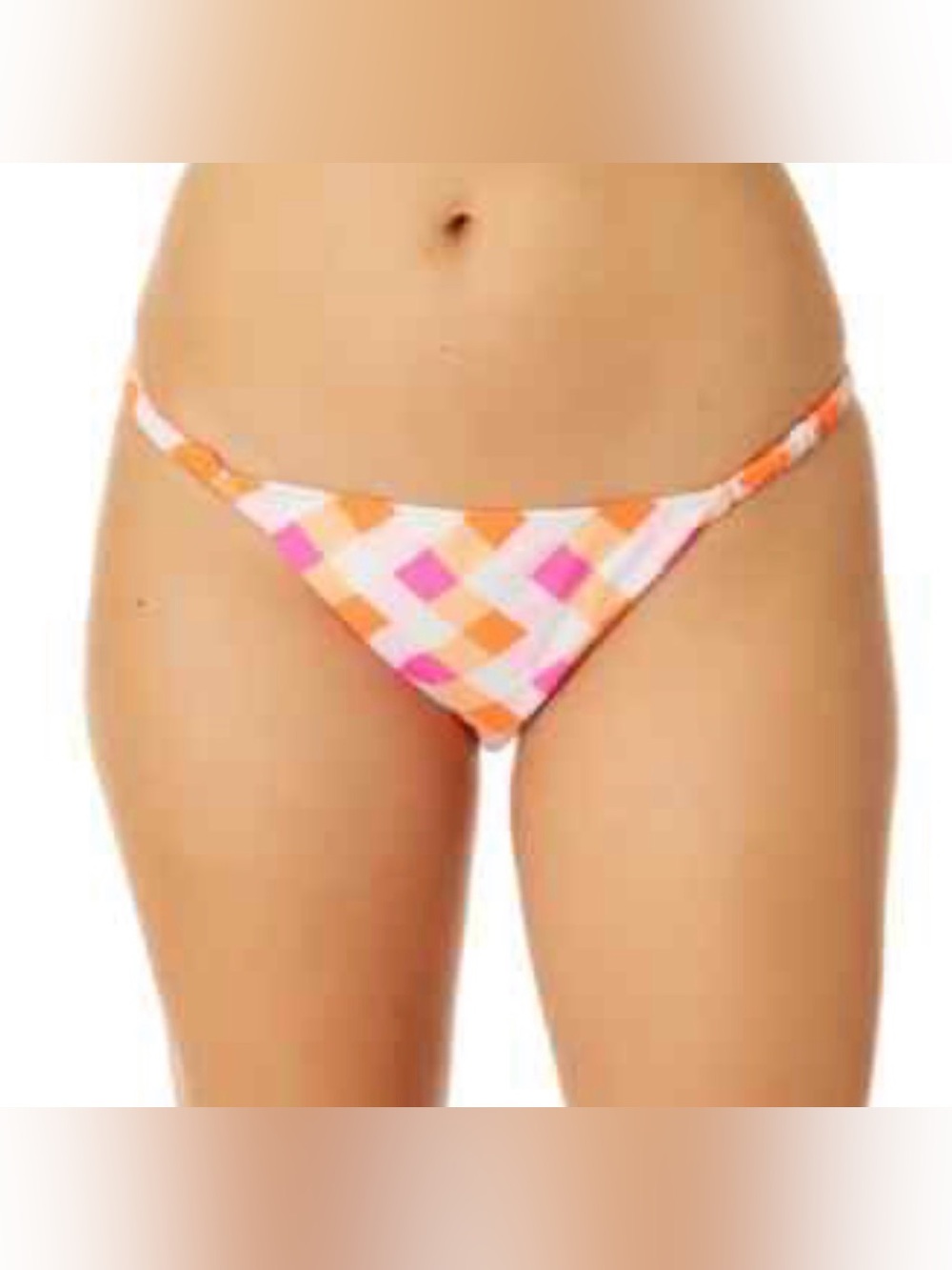 No Boundaries Pink & Orange Geometric Bikini Bottom